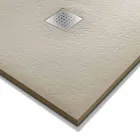 Moderne Duschwanne 120x80 in Harz-Effekt Stein und Stahl - Domio Viadurini