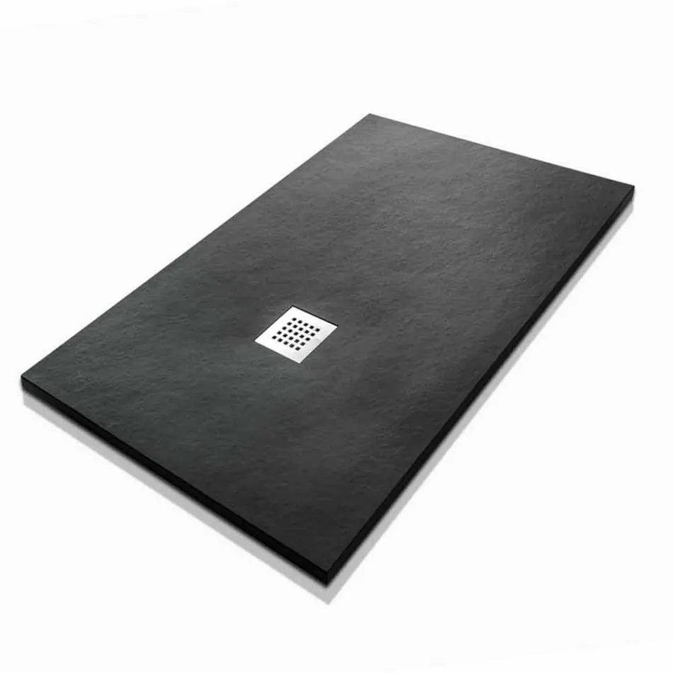 Rechteckige Duschwanne 140x80 aus Harz mit Stahlgitter - Domio Viadurini