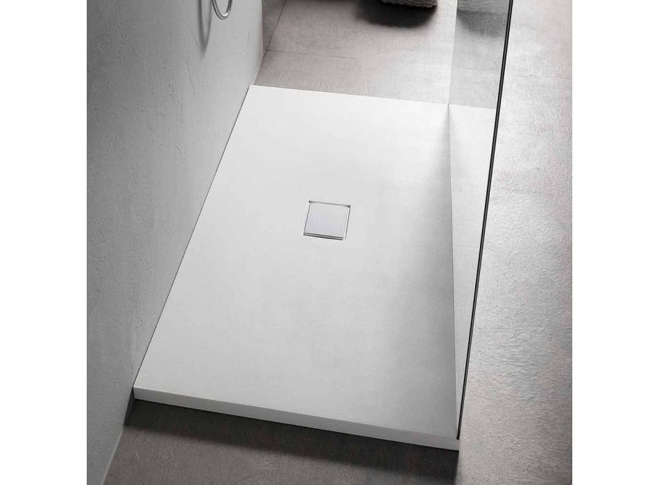 Rechteckige Duschwanne 160x70 cm in weißem Harz Modernes Design - Estimo Viadurini