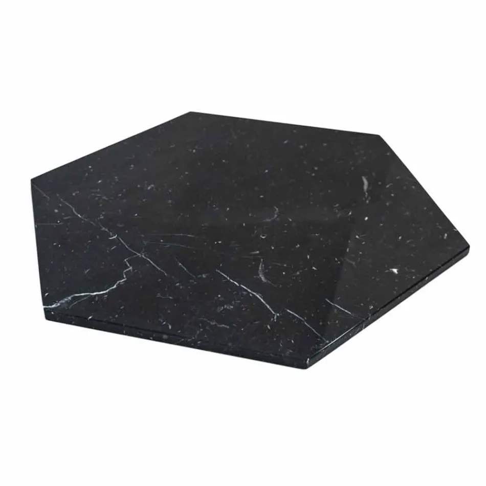 Sechseckiger Servierteller aus weißem Carrara-Marmor oder schwarzem Marquinia - Ludivine Viadurini