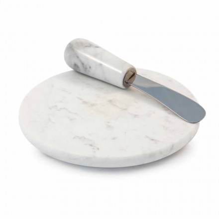 Teller für Butter mit Messer aus weißem Carrara-Marmor Made in Italy - Donni Viadurini