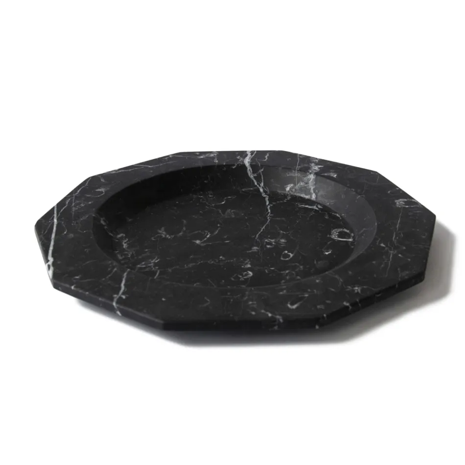 Flacher Teller aus satiniertem Marmor Verschiedene Ausführungen Italienisches Luxusdesign - Rhodium Viadurini