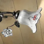 2-Licht-Deckenlampe aus Metall und Keramik mit handgemalten Rosen - Pisa Viadurini