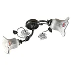 2-Licht-Deckenlampe aus Metall und Keramik mit handgemalten Rosen - Pisa Viadurini