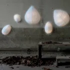 Wandleuchte in Metall und Weiß Lycra Design in 3 Dimensionen - Laub Viadurini