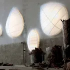 Wandleuchte in Metall und Weiß Lycra Design in 3 Dimensionen - Laub Viadurini