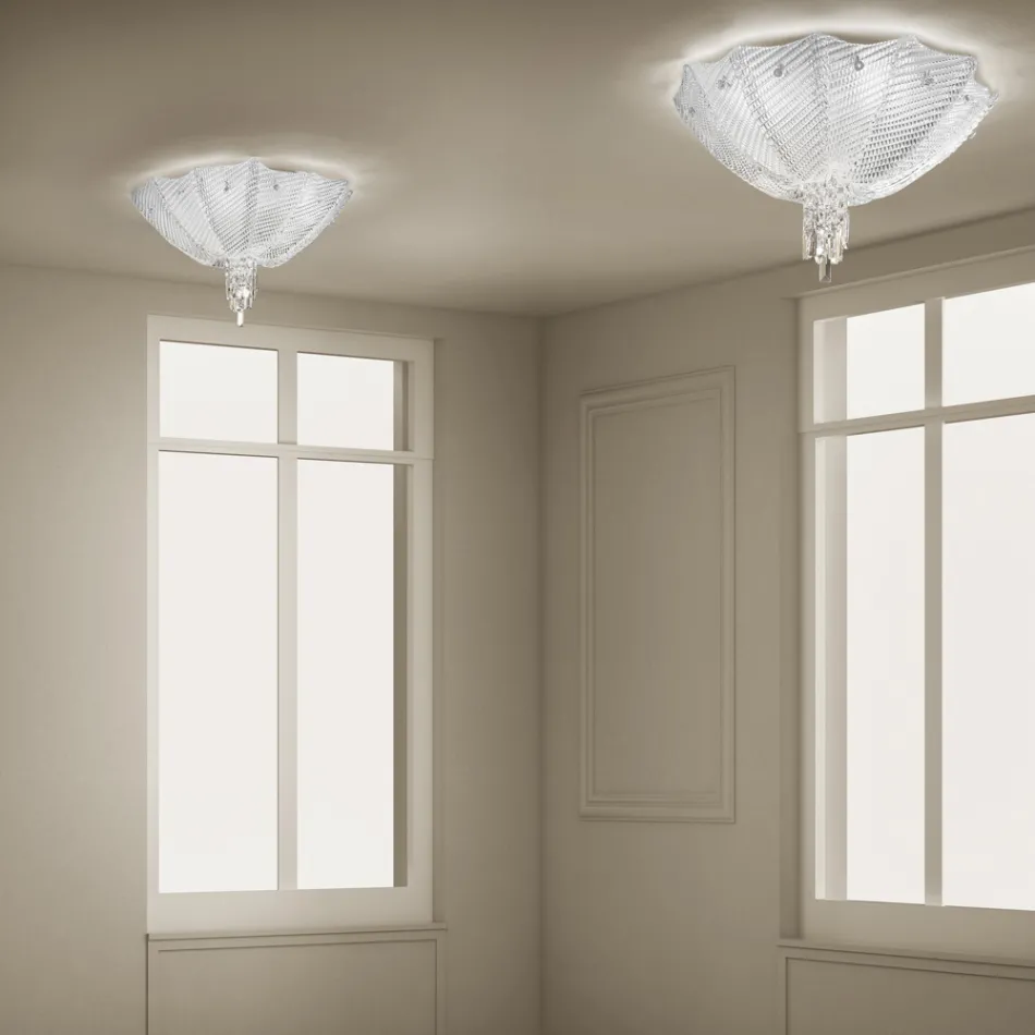 Handgefertigte venezianische Deckenlampe aus Glas und Metall Made in Italy - Fabiana Viadurini