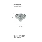 Klassische Deckenleuchte aus silbernem Metall und Kristallanhängern - Jerome Viadurini