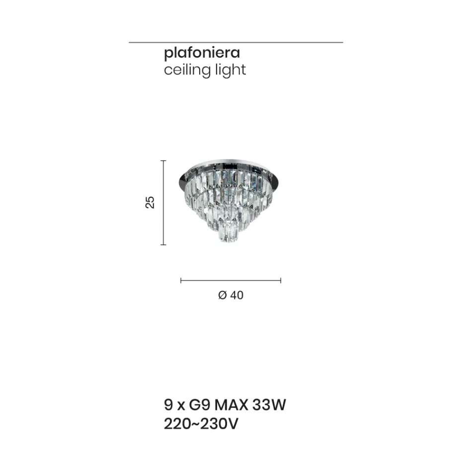 Klassische Deckenlampe aus goldfarbenem Metall und luxuriöse Kristallanhänger - Jerome Viadurini
