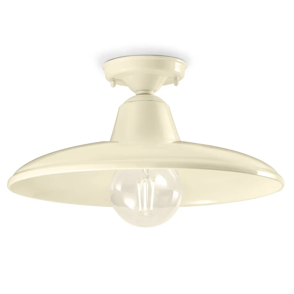 Deckenleuchte aus schwarzer oder weißer Keramik und industriellem Vintage-Eisen - Bew Viadurini