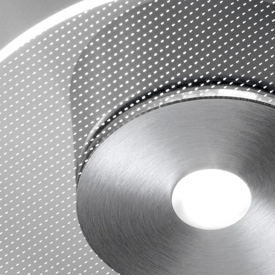 Deckenleuchte aus Metall mit mikrogepunktetem Plexiglasdiffusor - Nora Viadurini