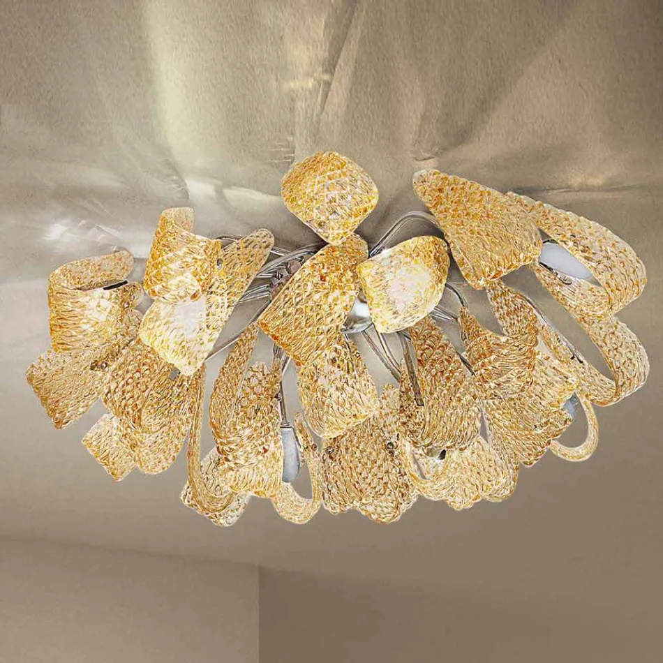 Venezianische Deckenlampe aus Glas und Metall, handgefertigt in Italien - Diamonique Viadurini