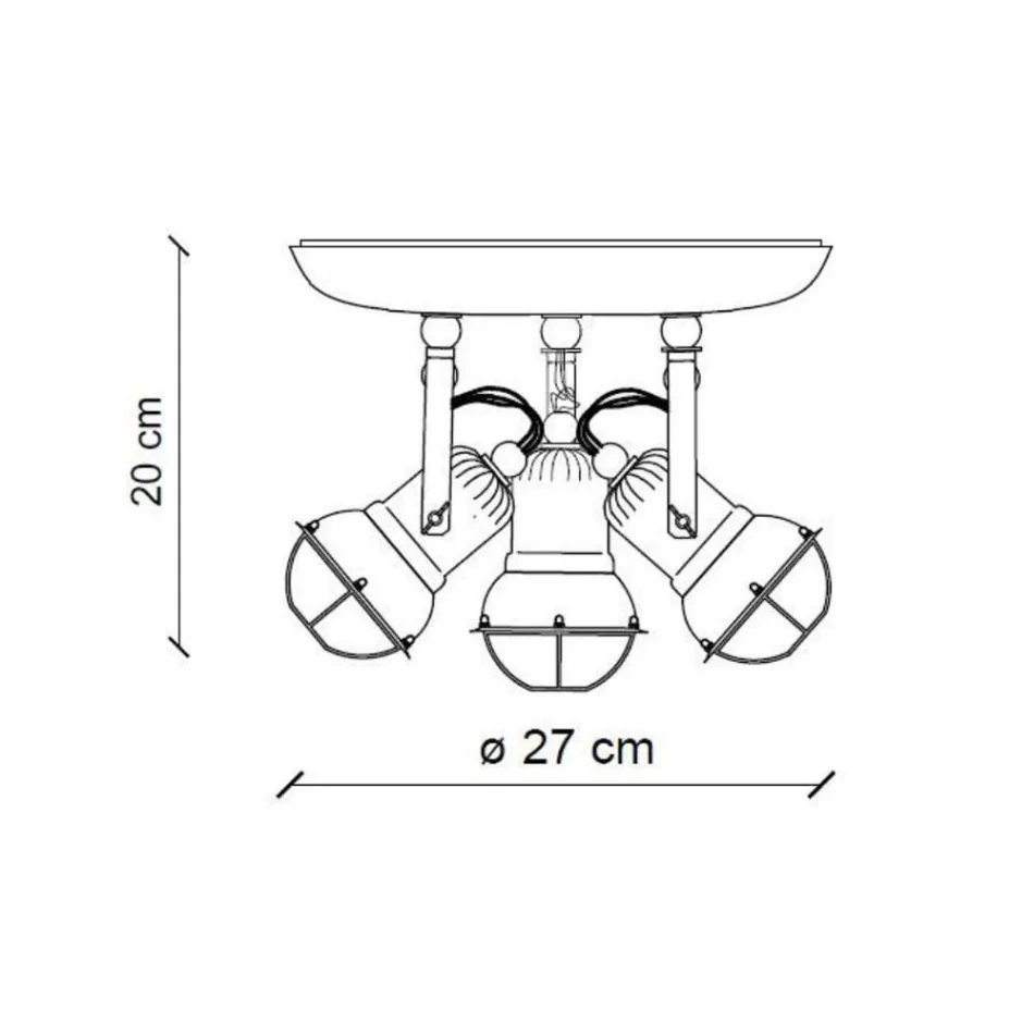 Industrielle Deckenleuchte 3 Strahler aus Eisen und handgefertigter Keramik - Loft Viadurini