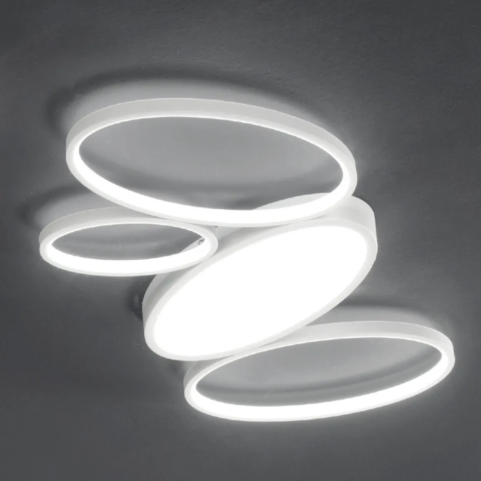 Moderne dimmbare LED-Deckenlampe aus weißem oder goldenem Metall - Raissa Viadurini