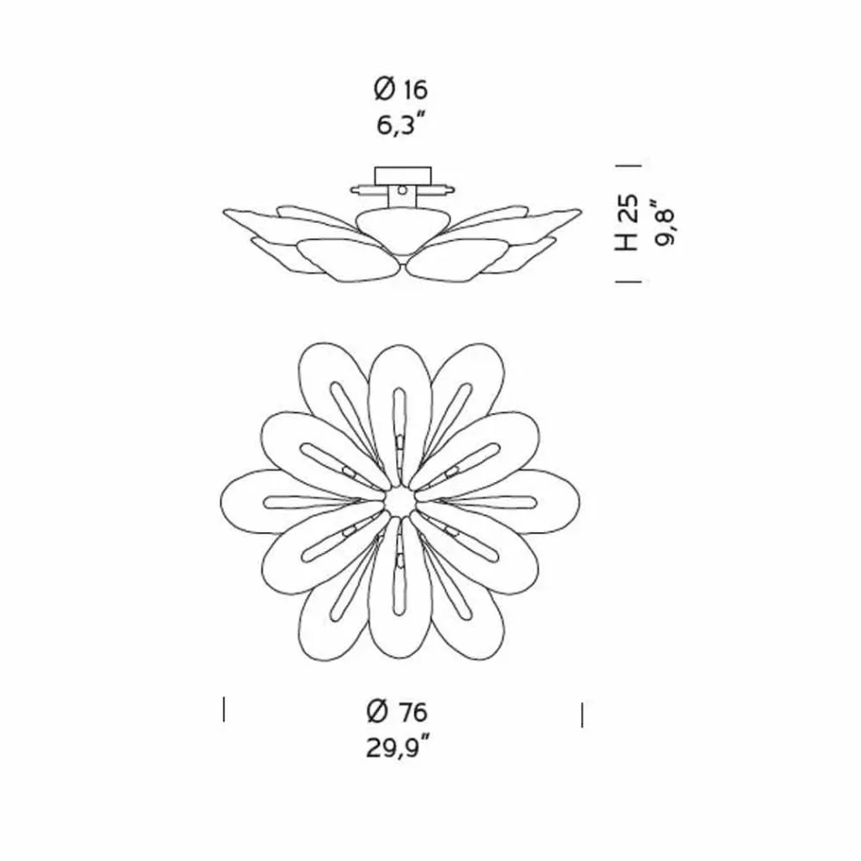 Moderne venezianische Deckenlampe aus Glas, handgefertigt in Italien - Minos Viadurini