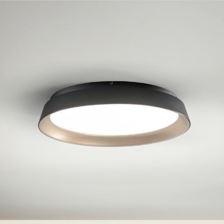 Runde LED-Deckenlampe in modernem Design aus schwarzem und goldenem Metall - Rondola Viadurini