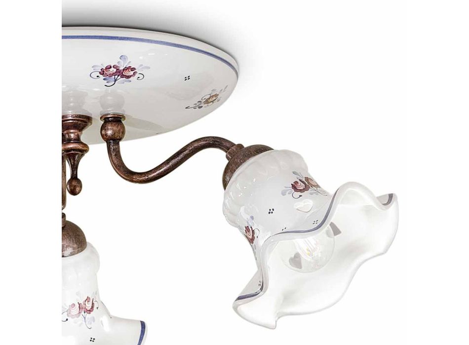 Artisan Vintage Deckenlampe aus Eisen und handbemalter Keramik - Chieti Viadurini