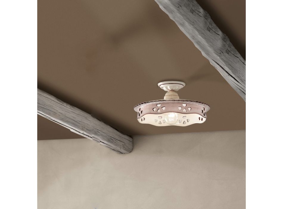 Vintage Deckenlampe aus Keramik und handgefertigtem Eisen 2 Größen - Alessandria Viadurini