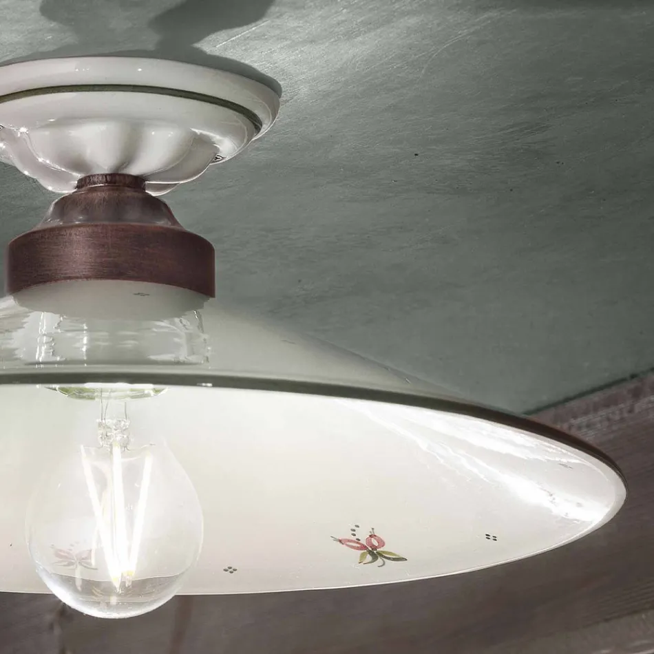Vintage Deckenlampe aus Keramik und handgefertigtem Eisen in 3 Größen - Asti Viadurini