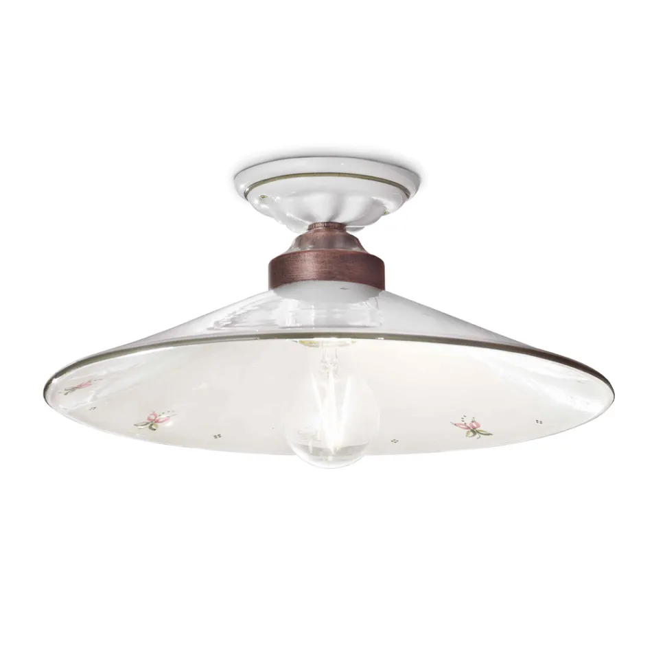 Vintage Deckenlampe aus Keramik und handgefertigtem Eisen in 3 Größen - Asti Viadurini