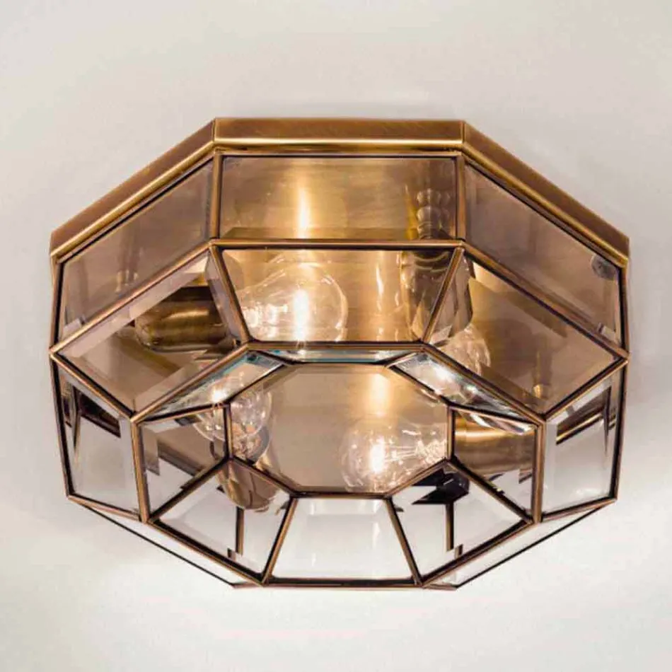 Vintage Deckenlampe aus brüniertem Messing und Glas 2 Größen - Bound von Il Fanale Viadurini