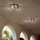 Vintage Deckenlampe aus brüniertem Messing und Glas, 2 Größen - Gebunden von Il Fanale Viadurini