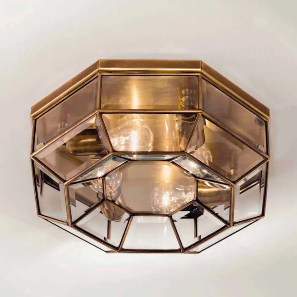 Vintage Deckenlampe aus brüniertem Messing und Glas 2 Größen - Bound von Il Fanale Viadurini