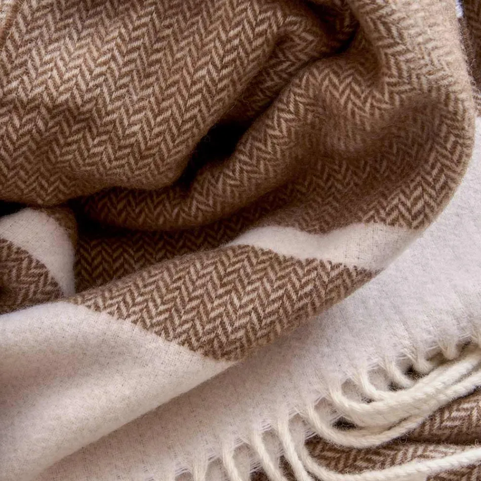 Ultraweiches und flauschiges Plaid aus Wollmischung, hergestellt in Italien – Caldoso Viadurini