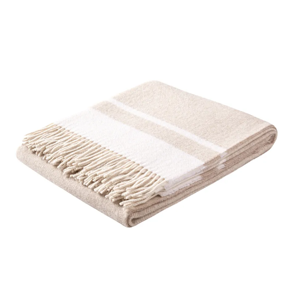 Ultraweiches und flauschiges Plaid aus Wollmischung, hergestellt in Italien – Caldoso Viadurini