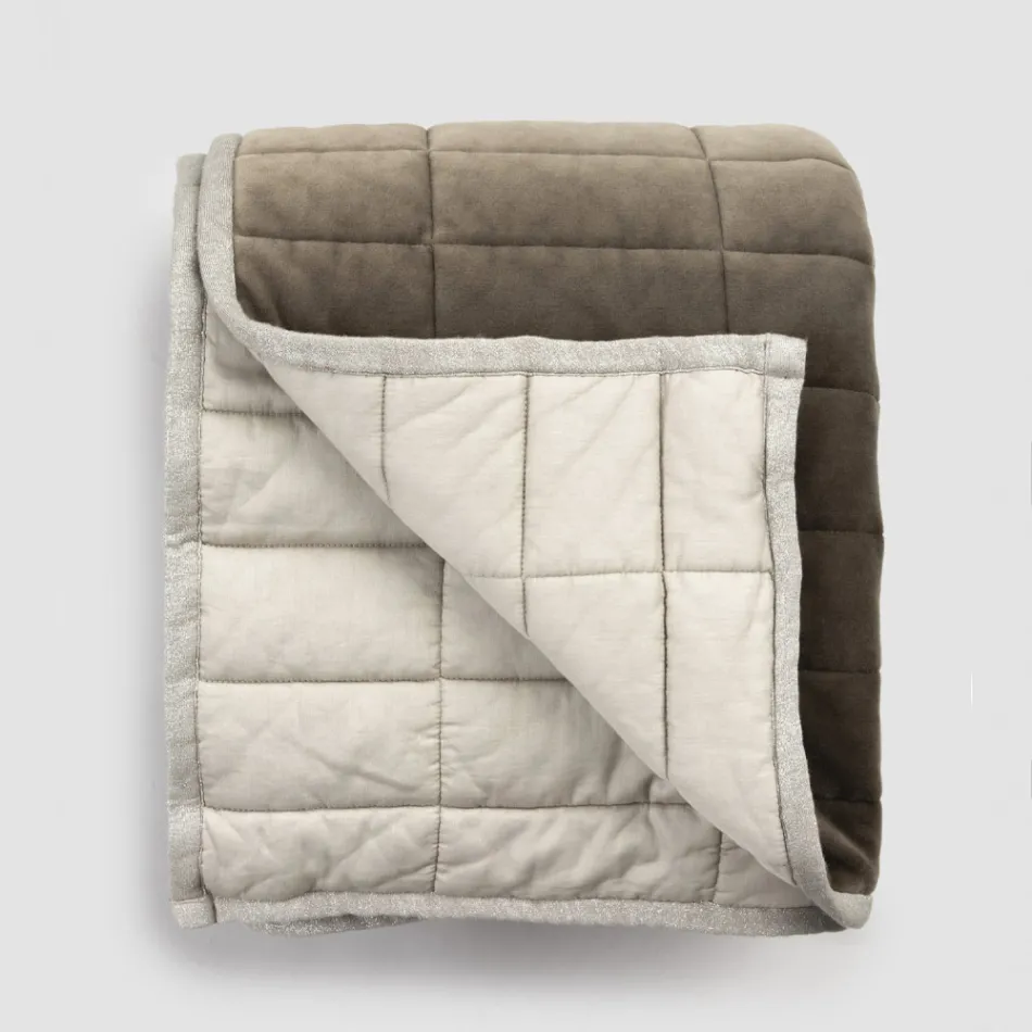 Plaid aus Baumwollsatin und Chenille mit Lurex-, Kreide- oder Retro-Bordüre – Tortoro Viadurini