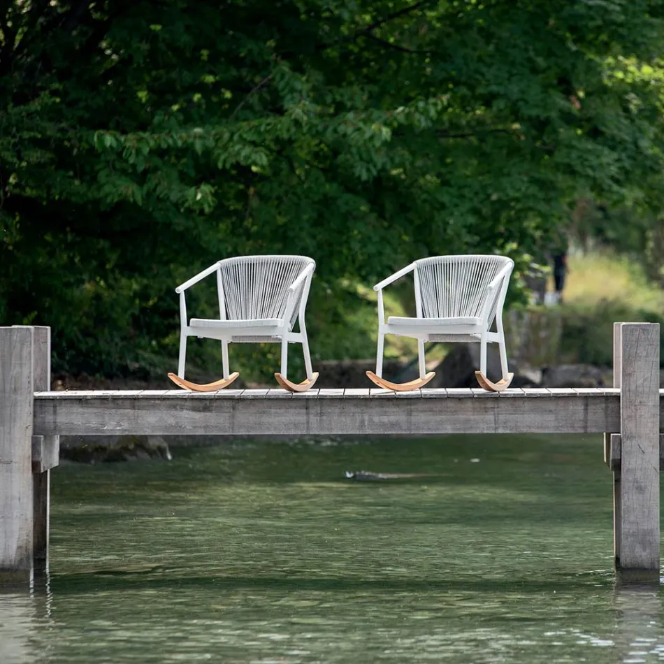 Outdoor-Schaukelsessel aus Massivholz und Stoff - Smart von Varaschin Viadurini