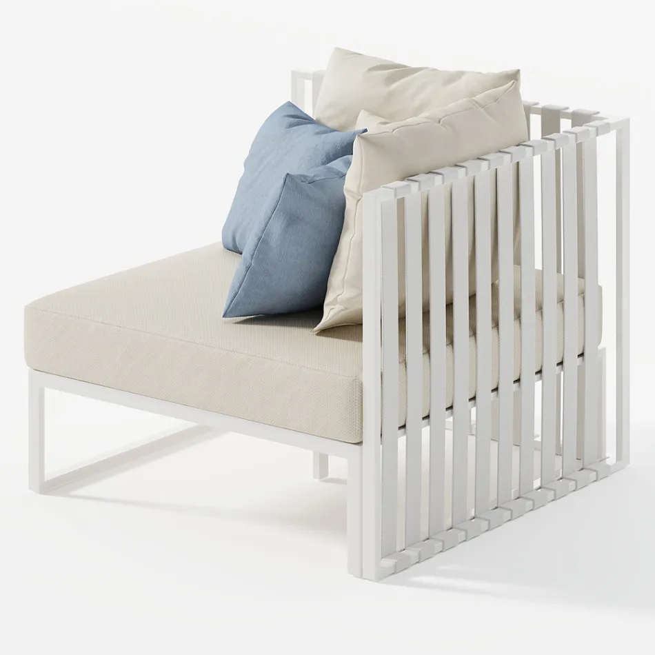 Außensessel mit rechter Ecke aus Aluminium und Gurten Made in Italy - Juliediv Viadurini