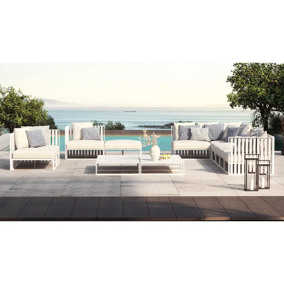 Außensessel mit rechter Ecke aus Aluminium und Gurten Made in Italy - Juliediv Viadurini