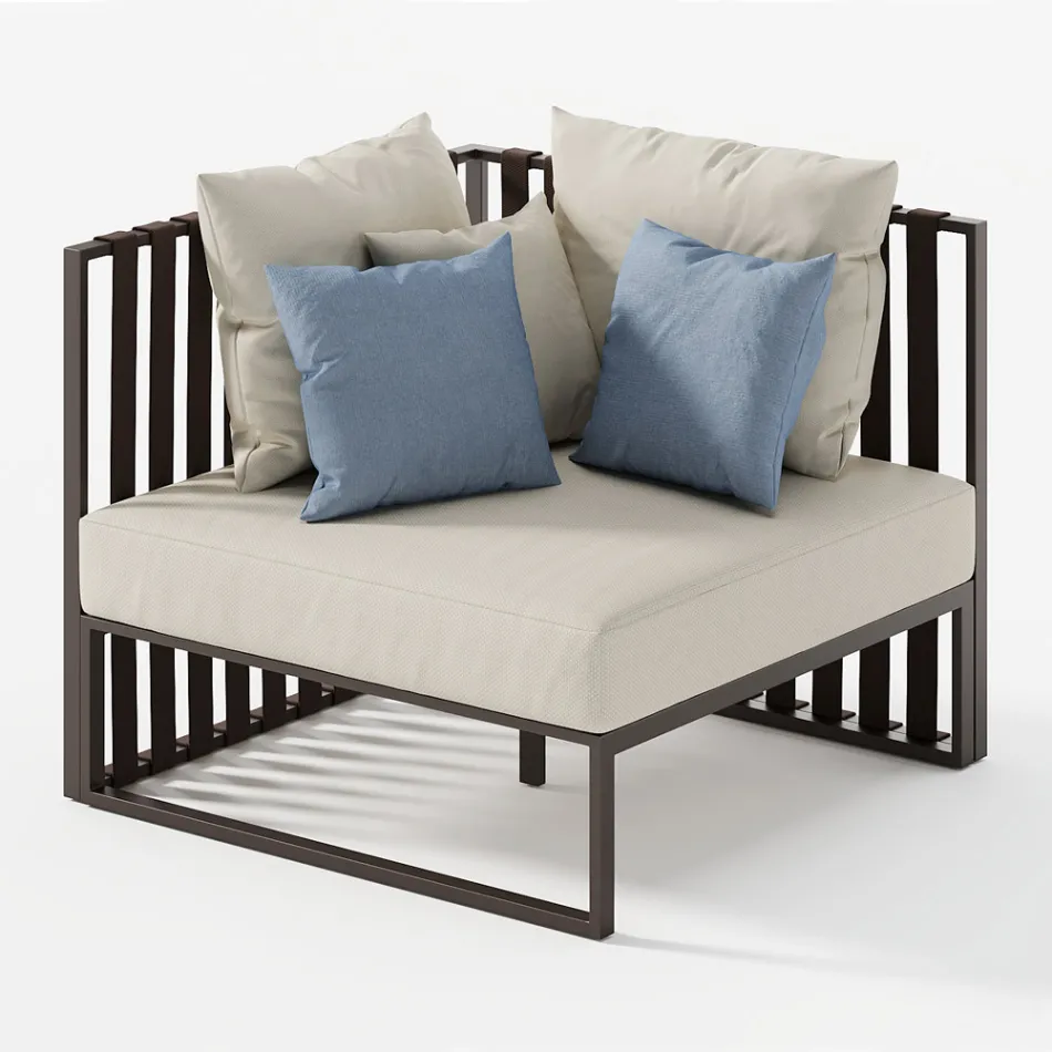 Außensessel mit rechter Ecke aus Aluminium und Gurten Made in Italy - Juliediv Viadurini