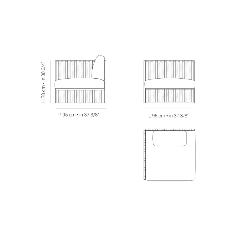 Außensessel mit rechter Ecke aus Aluminium und Gurten Made in Italy - Juliediv Viadurini