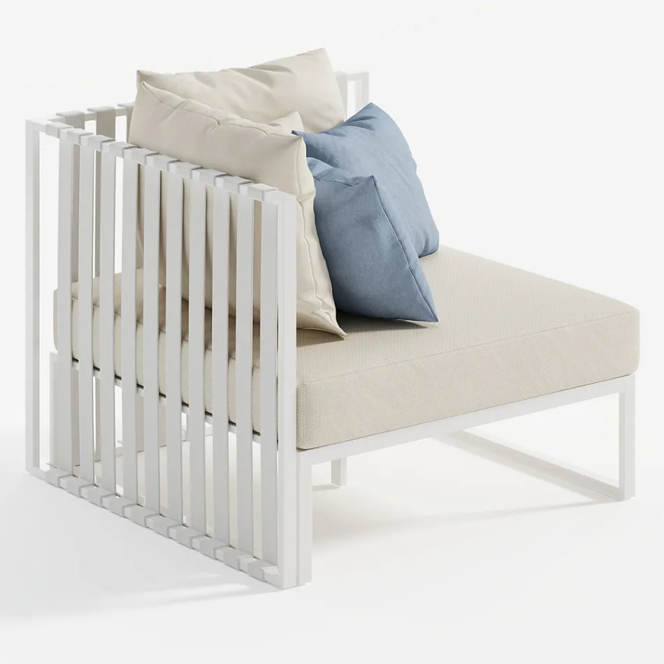 Outdoor-Sessel mit linker Ecke aus Aluminium und Gurten Made in Italy - Juliediv Viadurini