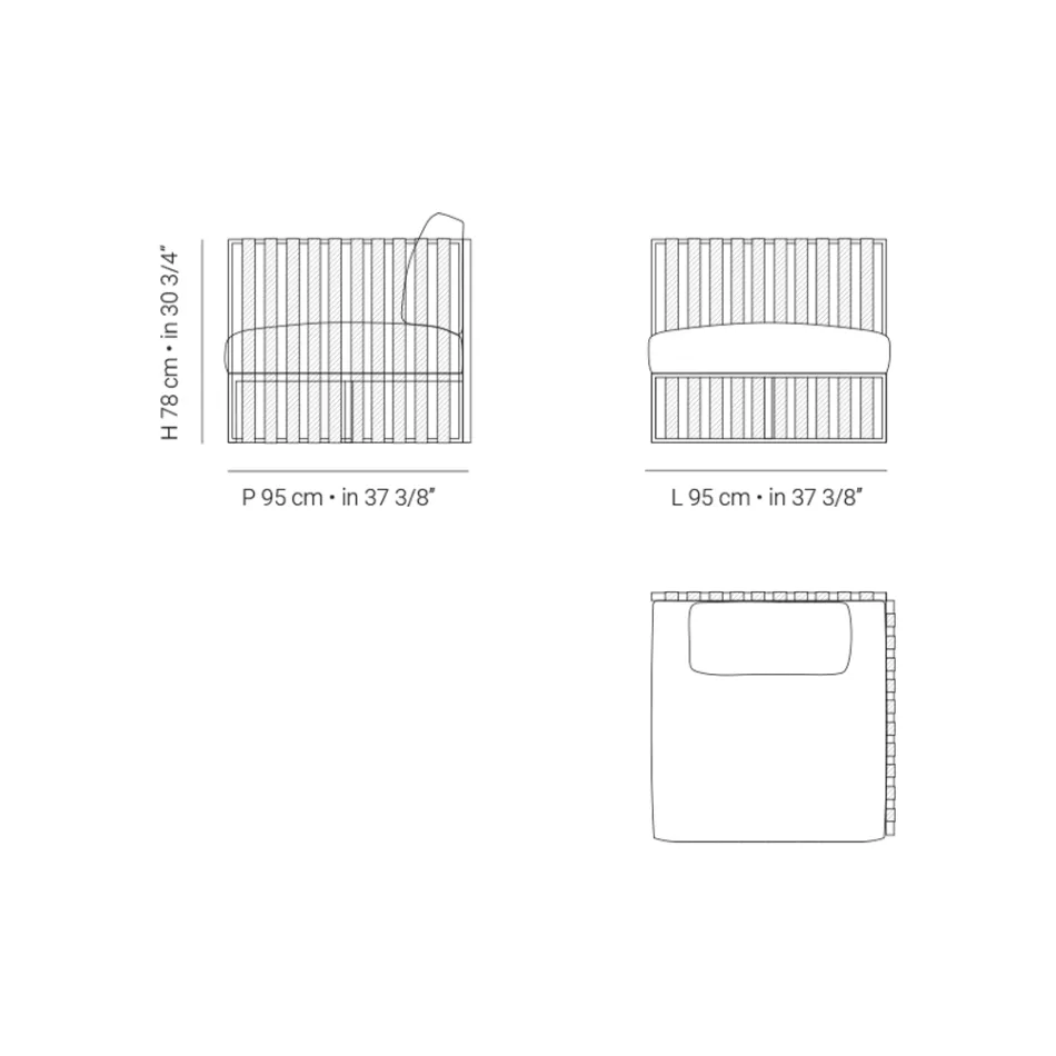 Outdoor-Sessel mit linker Ecke aus Aluminium und Gurten Made in Italy - Juliediv Viadurini