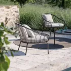 Niedriger Gartensessel aus Metall und Kissen Made in Italy - Fontana Viadurini