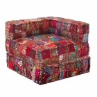 Chaise Longue Armchair von Ethnic Design aus Patchwork-Baumwolle für Wohnzimmer - Fiber Viadurini