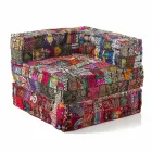 Chaise Longue Armchair von Ethnic Design aus Patchwork-Baumwolle für Wohnzimmer - Fiber Viadurini