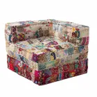 Chaise Longue Armchair von Ethnic Design aus Patchwork-Baumwolle für Wohnzimmer - Fiber Viadurini