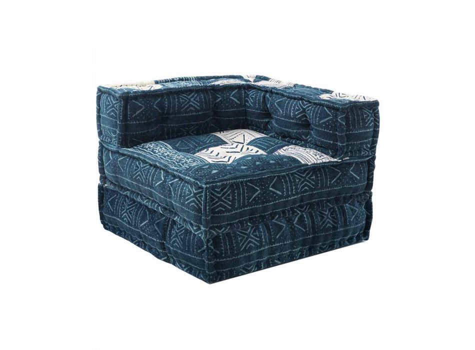 Chaise Longue Armchair von Ethnic Design aus Patchwork-Baumwolle für Wohnzimmer - Fiber Viadurini