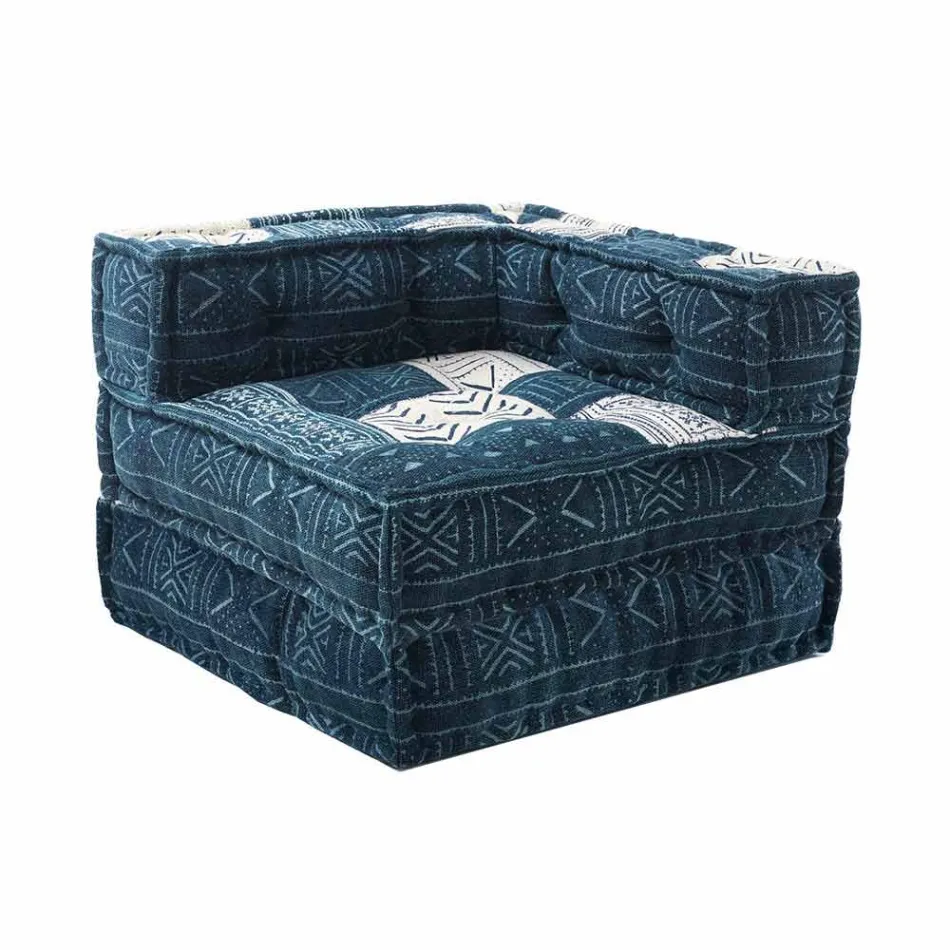 Chaise Longue Armchair von Ethnic Design aus Patchwork-Baumwolle für Wohnzimmer - Fiber Viadurini