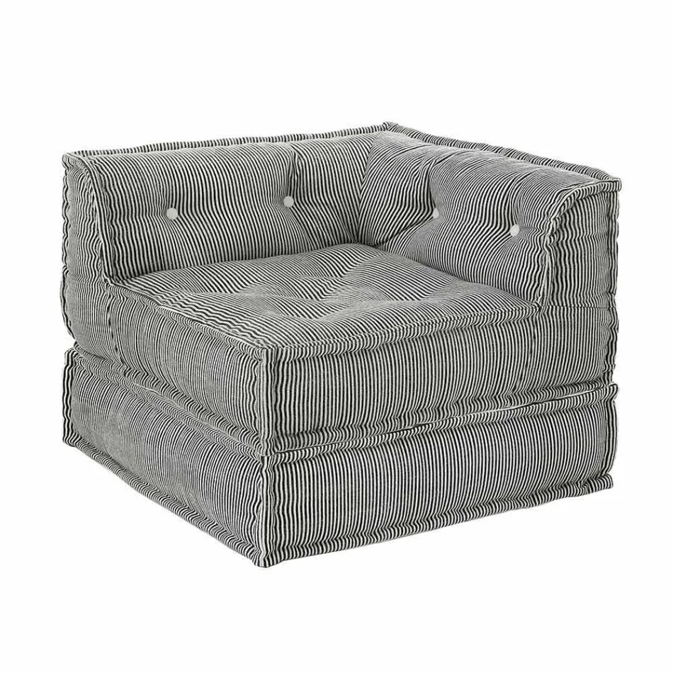 Chaise Longue Armchair von Ethnic Design aus Patchwork-Baumwolle für Wohnzimmer - Fiber Viadurini