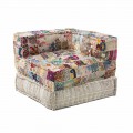 Chaise Longue Armchair von Ethnic Design aus Patchwork-Baumwolle für Wohnzimmer - Fiber