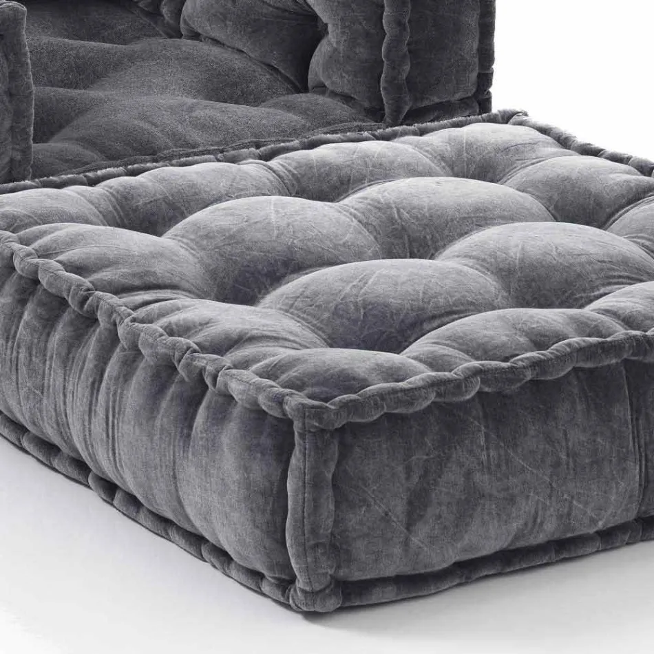 Ethnic Design Chaise Longue Sessel aus grauem oder blauem Samt Viadurini