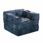Ethnic Design Chaise Longue Sessel aus grauem oder blauem Samt - Fiber Viadurini