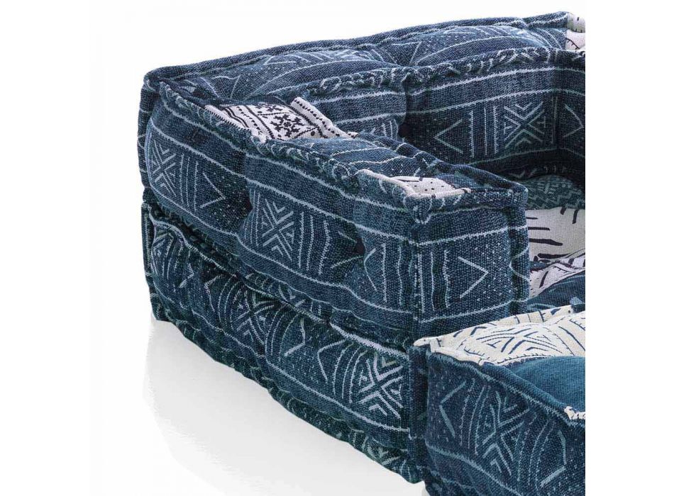 Ethnic Design Chaise Longue Sessel aus grauem oder blauem Samt Viadurini