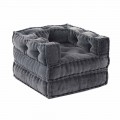 Ethnic Design Chaise Longue Sessel aus grauem oder blauem Samt - Fiber