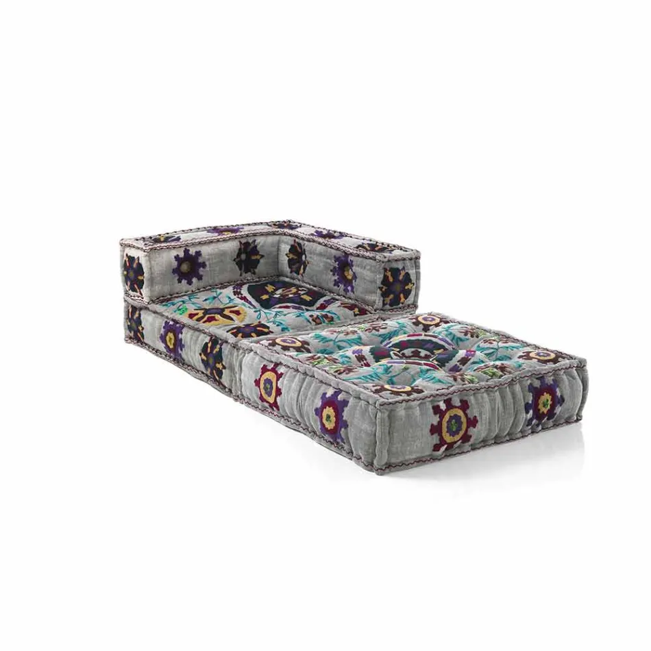 Chaise Longue Sessel aus Patchwork Baumwolle für Ethnic Design Lounge - Fiber Viadurini